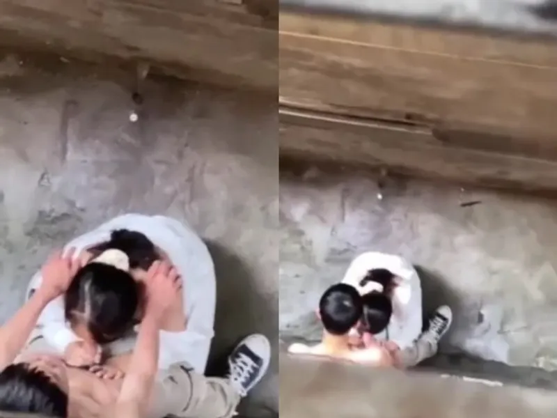 Quay lén nữ sinh mút cu anh yêu ở khe nhà